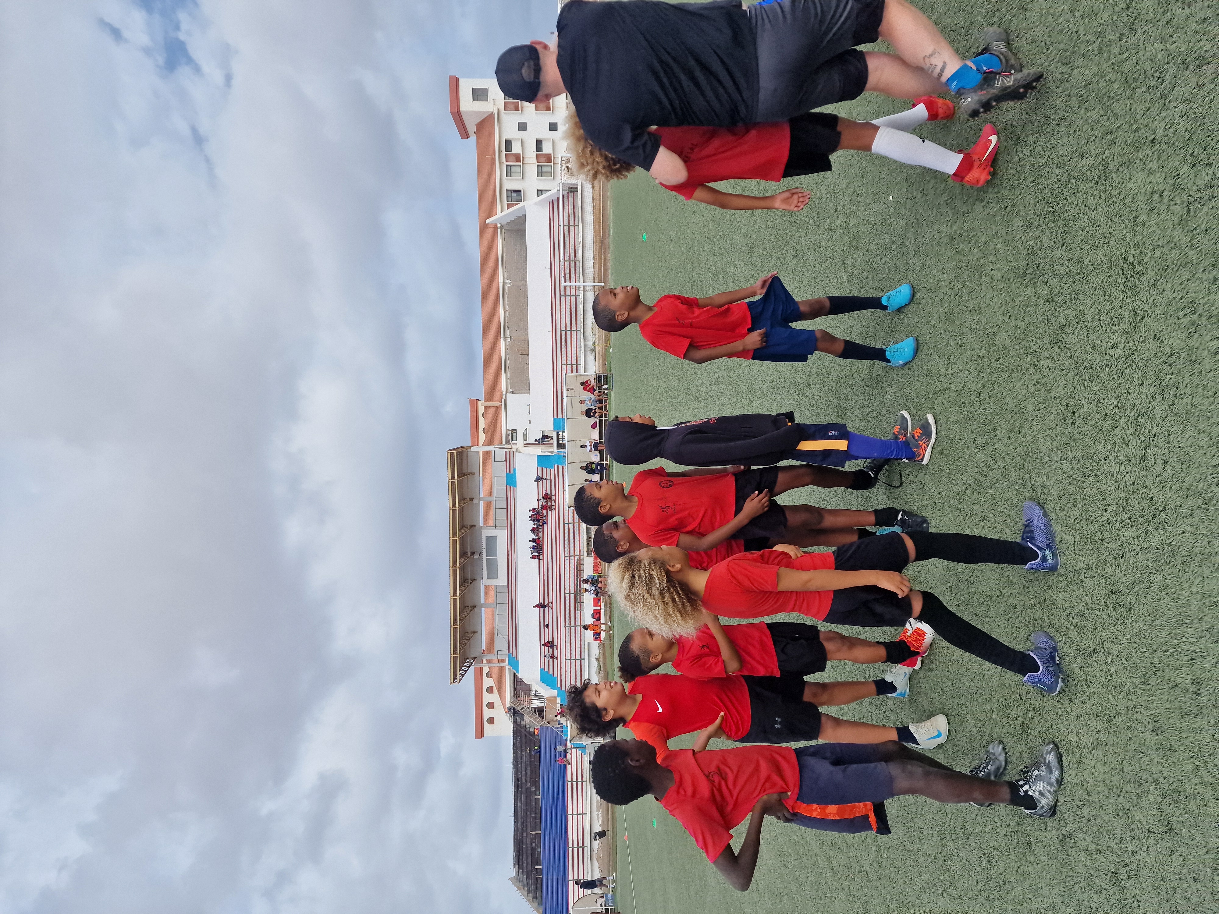 Team talk on pitch